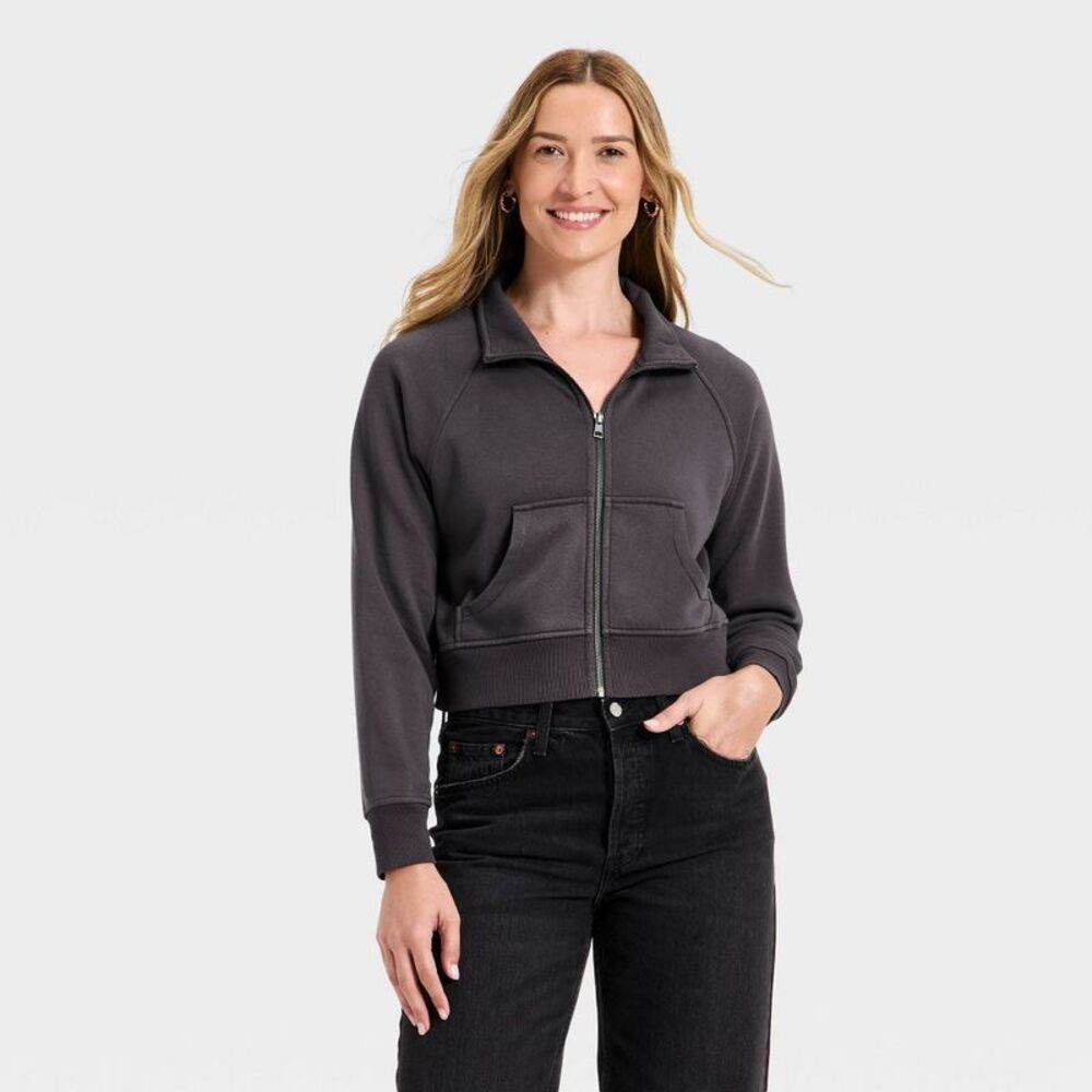Women's Full Zip Fleece Sweatshirt - Universal Thread Charcoal Gray S